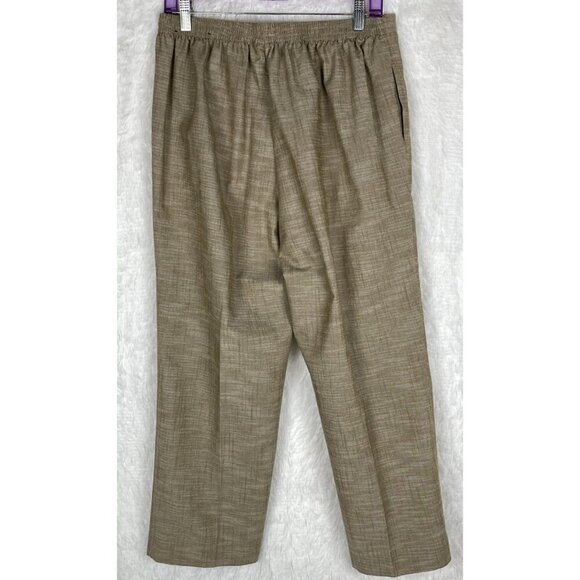 Alfred Dunner Size 12 Textured Tan Elastic Waist Pants - Picture 3 of 6